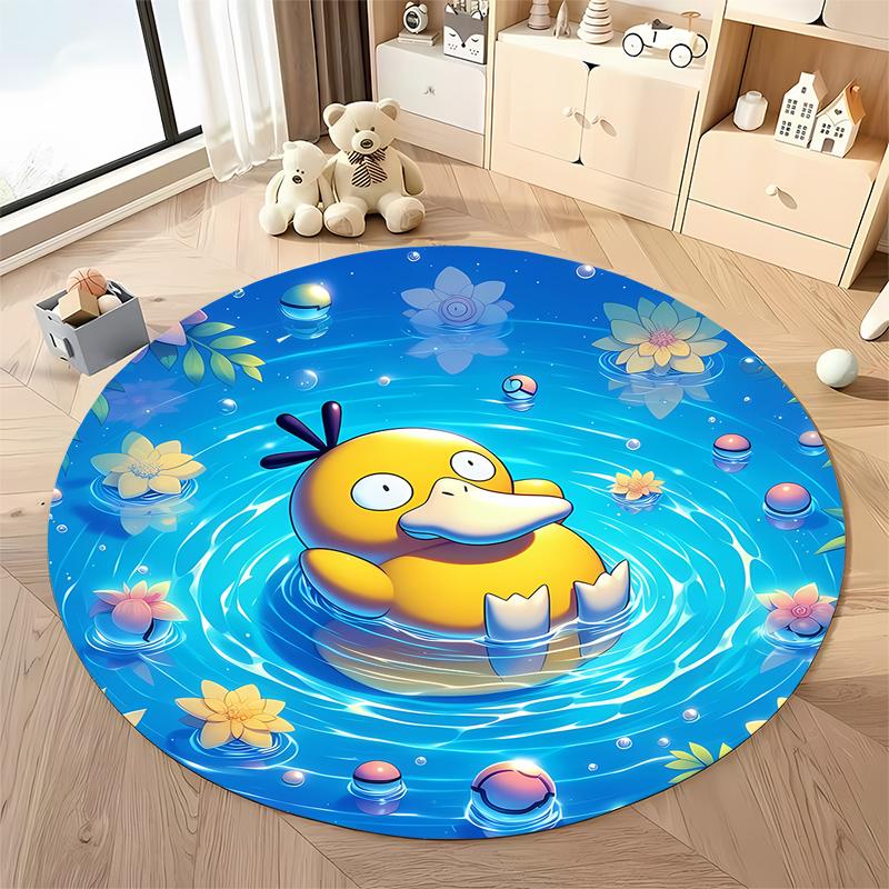 Various Styles and Sizes Pokemon Psyduck Cartoon Round Carpet Bedroom Living Room Sofa Study Desk Seat Mat Kids Room Decor Rug