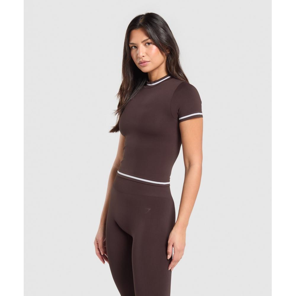 Gymshark Contrast Seamless Midi Tee Heritage Brown B2c1j Ncnz