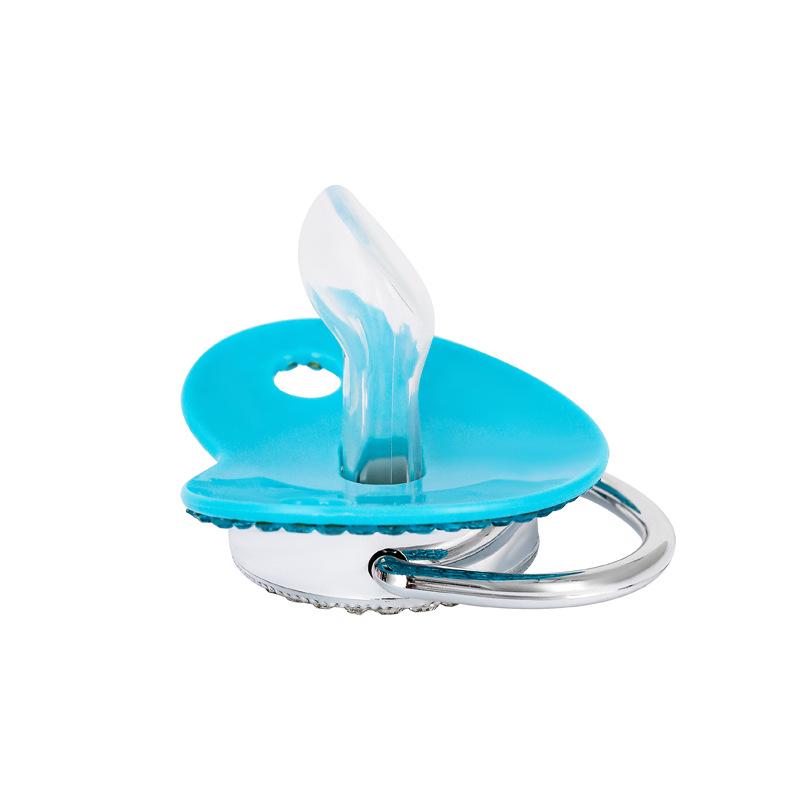 Lake Blue Rhinestone Baby Pacifier with Beaded Chain Clip