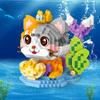 Charming Cat Mermaid Building Blocks Toys for Girls Birthday Gift Animals Blocks Collection Assembly Toys for Children Adults