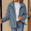 Autumn and Winter Plush Cardigan with A Short Collar Jacket