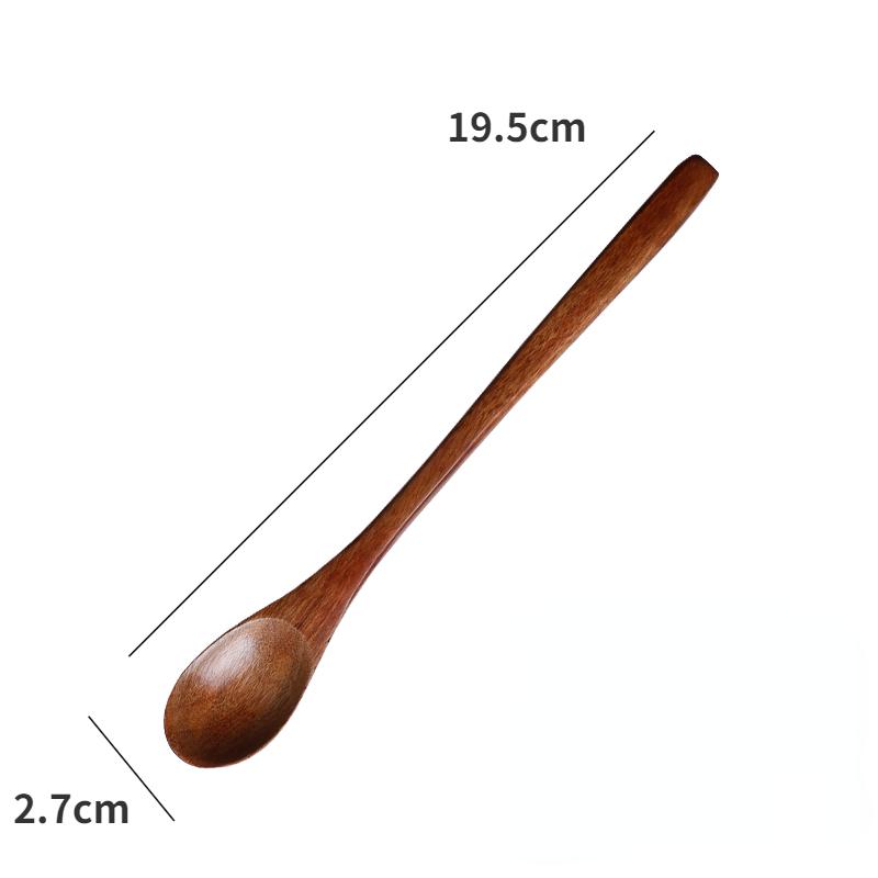 Solid Wood Coffee Spoon Long Handle Stirring Spoon Japanese Household Creative Elongated Dessert Honey Spoon
