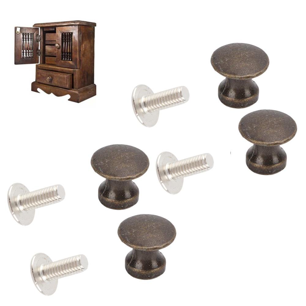 20pcs Cabinet Handle Zinc Alloy Single Hole Handle 12x11MM Round Head Drawer Pulls Bronze Vintage Cabinet Knobs Wood Case