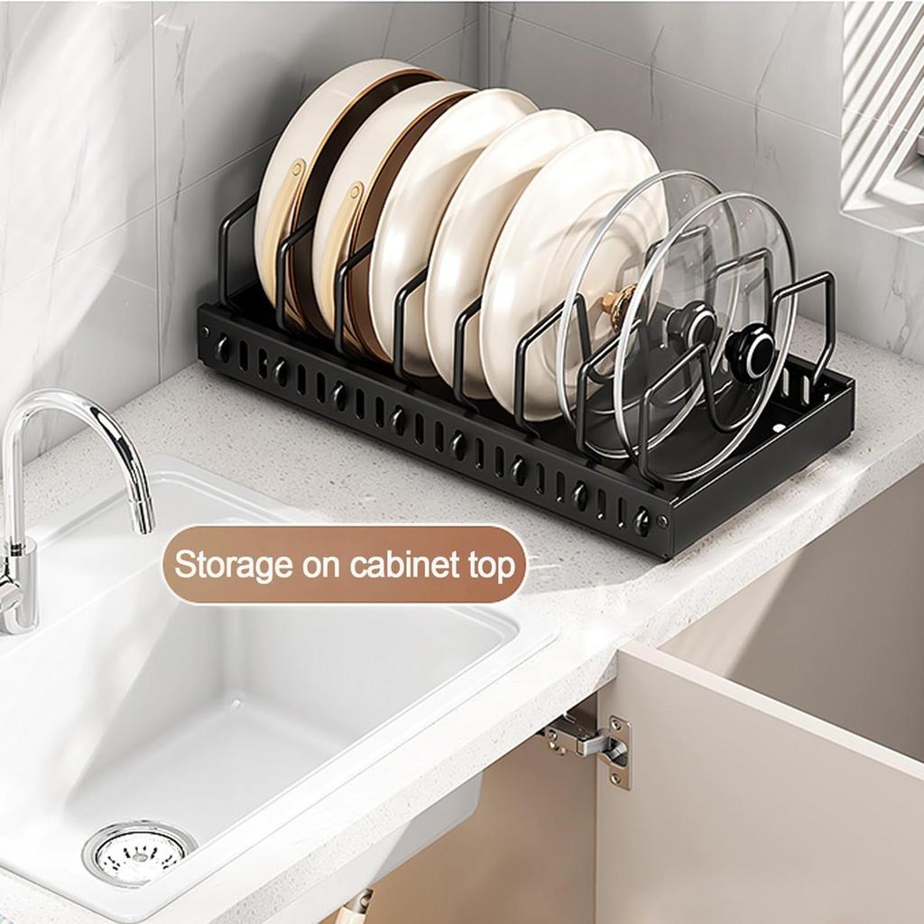 Organizzatore per pentole e padelle sotto il mobile, Portacoperchi scorrevole e Rastrelliera per padelle da cucina, Estrattore per pentole e padelle