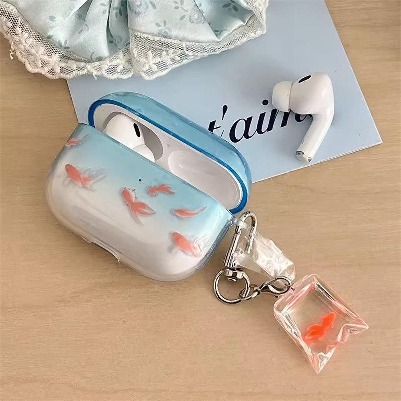 Cute and Ornamental Koi Gradient Earphone Case for Airpods 2 3 4 TPU Soft Protective Cover for Airpods Pro 2 2nd Charge Box Cover