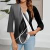 Women's V-neck Gradient Print Three-quarter Sleeve Fashion Top