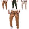 Men's Slim Fit Cuffed Trousers With Adjustable Waist And Multiple Pockets
