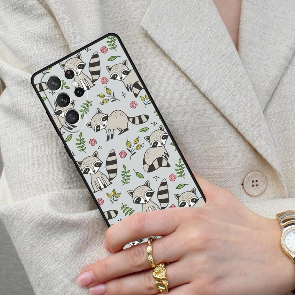 Cartoon Raccoon Kawaii Cell Phone Case for Samsung Galaxy S26 Ultra S25 S24 S23 S22 S21 S20 Note10 Cover