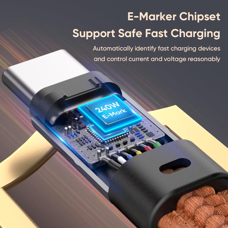 240W Rotating Type-C PD3.0 Fast Charge Keychain Lanyard with Dual Port Data Cable.