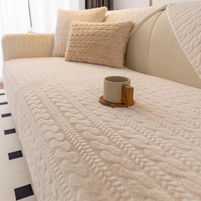 New Rabbit Plush Sofa Cushion Universal Non-Slip Straight Row Cushion For All Seasons Premium Sense Cover Cloth Towel Cover