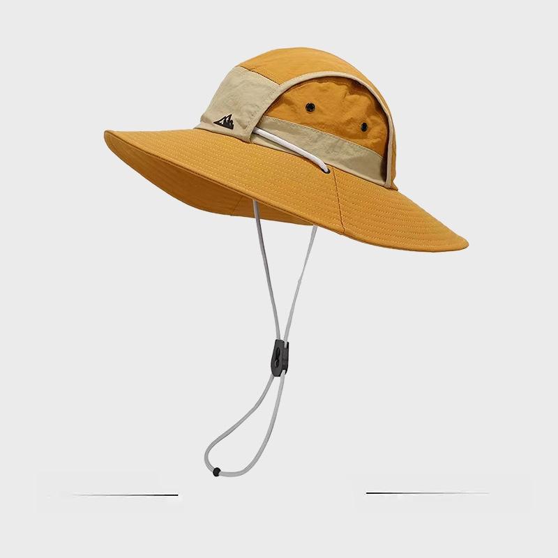 

Быстросохнущая шляпа для альпинизма с широкими полями и сочетающейся по цвету отделкой, уличная шляпа от солнца, водонепроницаемая и ветрозащитная шляпа рыбака, мужская уличная шляпа от солнца для кемпинга One Size оранжевый