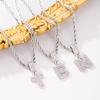 1pc Copper Inlaid Zirconia 26 Letter Pendant Stainless Steel Twisted Chain Necklace, Hip-hop & Minimalist, Valentine's Day
