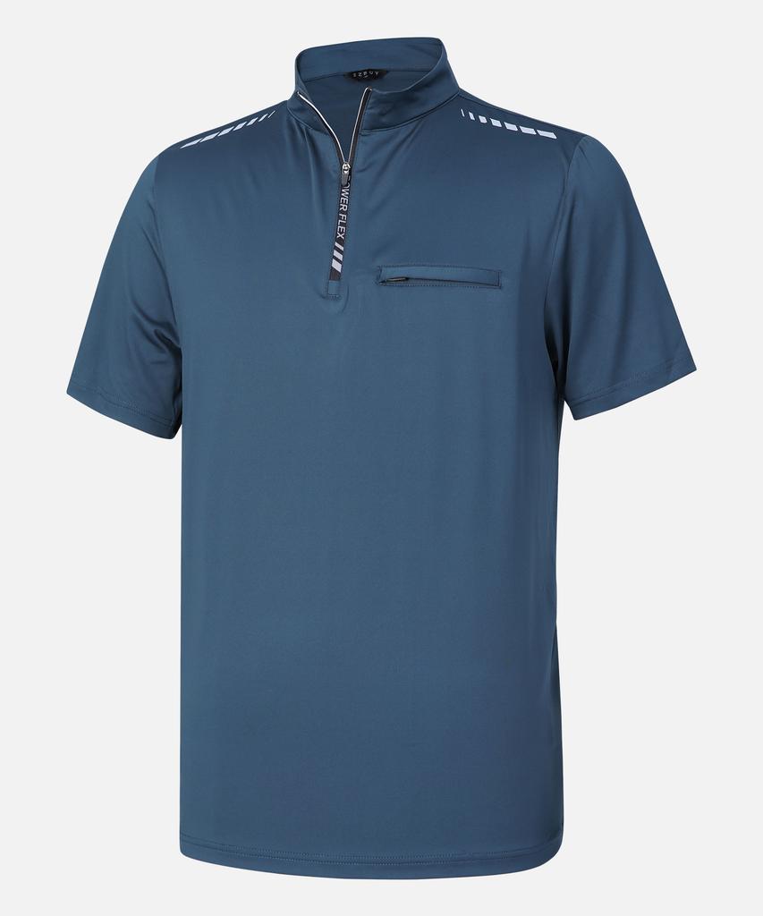 EZBUY [2Pack] Men'S Proline Short Sleeve Zip-Up T-Shirt 5 Colors (Type B)