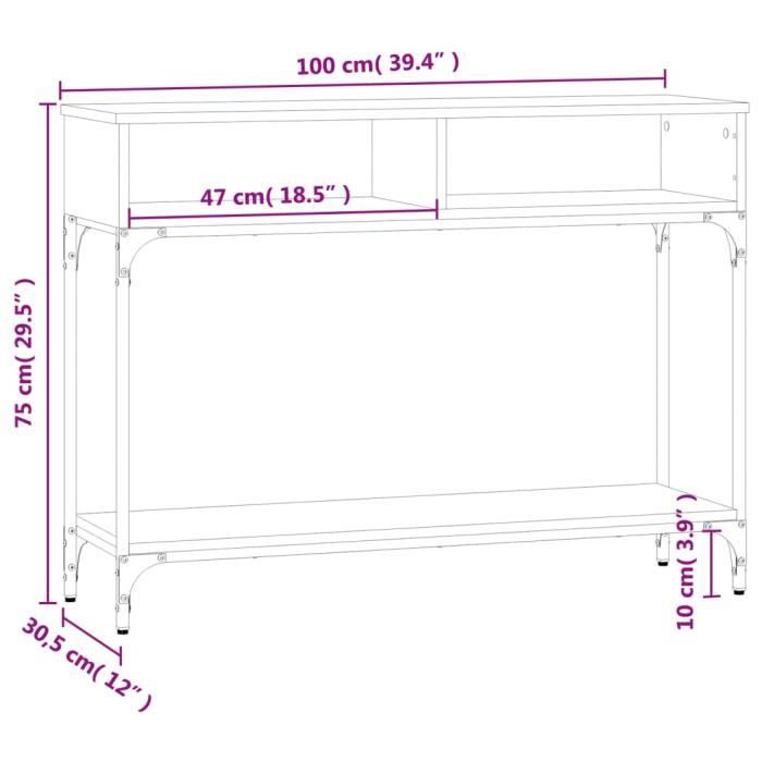 VidaXL Table console noir 100x30,5x75 cm bois d'ingénierie 833388