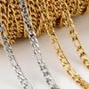 2Meters/lot Stainless Steel Long Frame Chains DIY Necklace Bracelet Accessories Chain Flat Round Links Chain for Jewelry Making