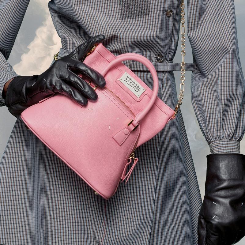 Maison Margiela 5AC Adjustable Chain Shoulder Strap Goat Leather Mini Shoulder Bag Women shoulder bag Pink SB1WG0036P5348T4291