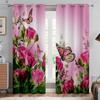 Floral Butterfly Print Curtains, Pastoral Style, Decorative Curtains, Bedroom, Living Room, Kitchen, Window