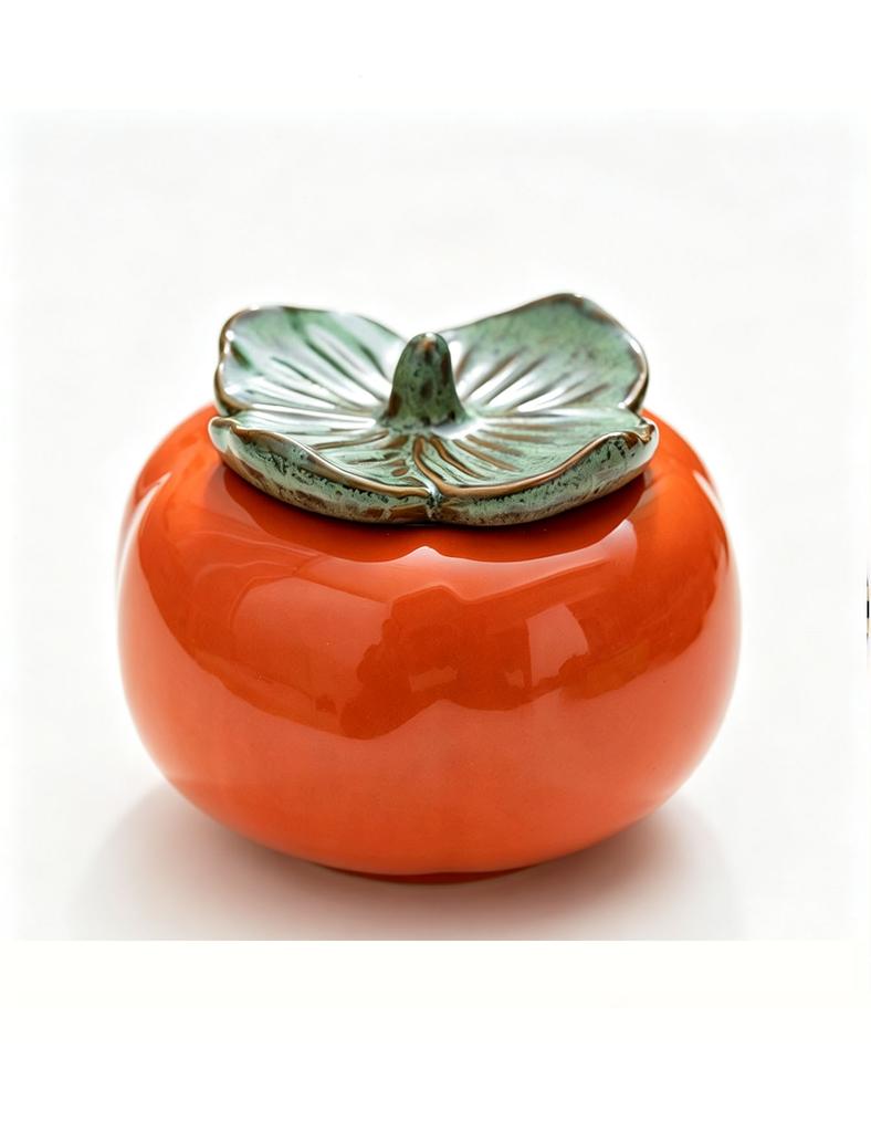 1 persimmon shaped food storage container with sealed lid, suitable for sugar and salt, New Year's gift and souvenir