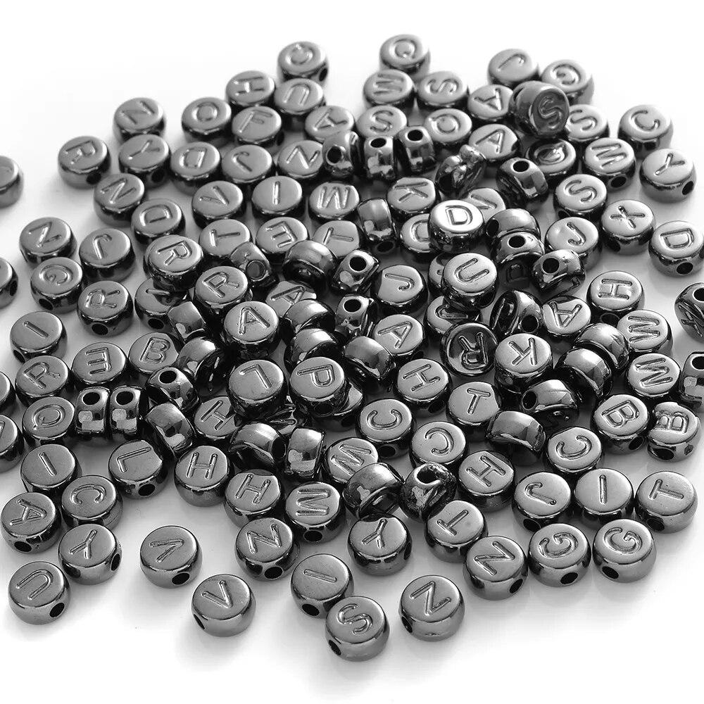 

200pcs/Bag Acrylic Spacer Beads Flat Round Letter Beads For Jewelry Making Accessories DIY Ornament Supplies