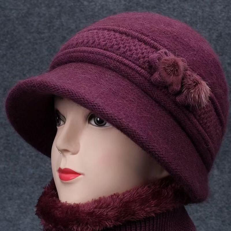 Hat Winter Lady Fleece Warm Knitted Wool Hat Old Hat Fleece Ear Protector