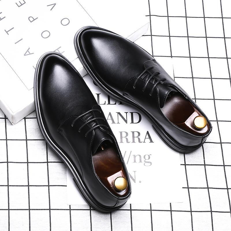 Herbstliche Lederschuhe für Herren, britisches spitzes Lackleder, trendige Schuhe, Business- und Freizeitschuhe, glänzende Schnürschuhe 3017-G