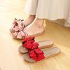 Summer Women Casual Slides Comfortable Flax Slippers Striped Bow Linen Flip Flops Platform Sandals Ladies Indoor Shoes