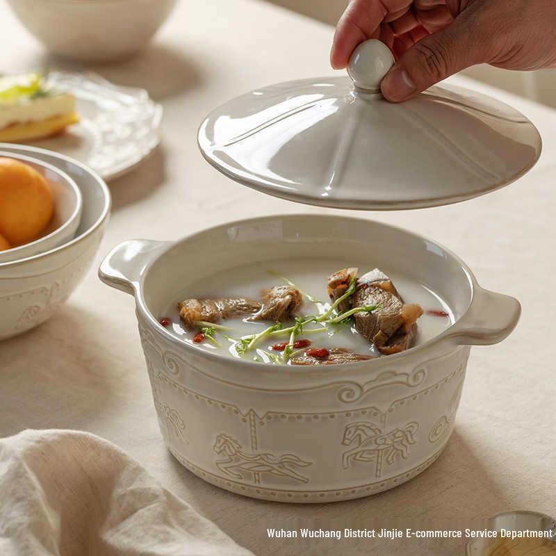 European-Style Embossed French Ceramic Tableware Set: Dinner, Soup, Bowl & Vegetable Plates, Saucers