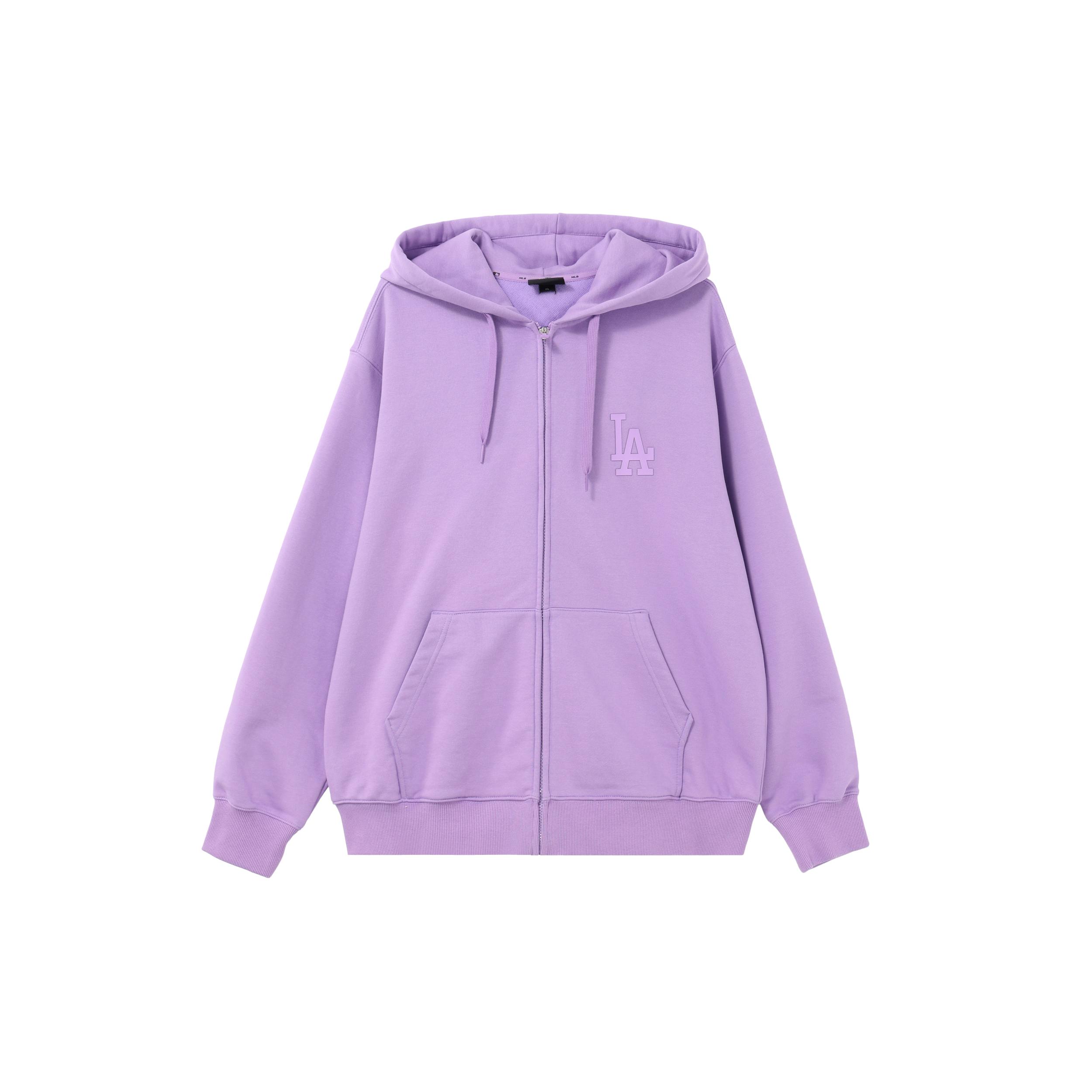 MLB Los Angeles Dodgers Sweatshirts Unisex Purple Hooded Moderate Cardigan 3ATR00114-07LDS XXL
