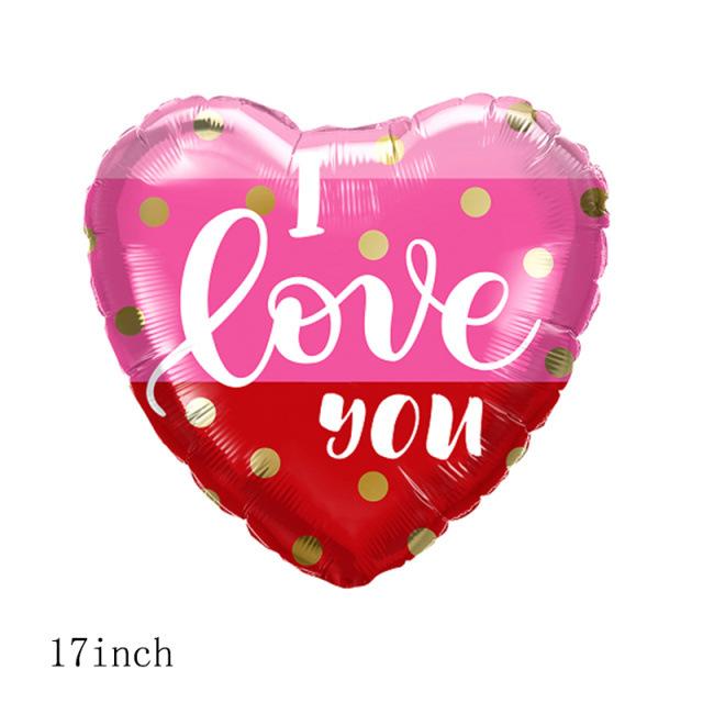 Qianshun Heart-shaped Aluminum Foil Balloons 18 Inch Silk Screen Printed I Love You Helium Wedding Valentine's Day Decoration
