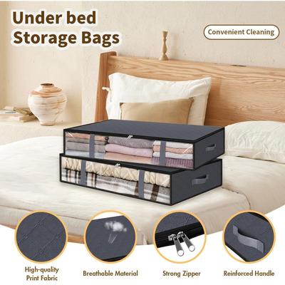 4 Pack Under Bed Storage Containers Blanket Storage Bag Shoe Storage And Organization Space-Saving Bedding Organizer For Bedroom