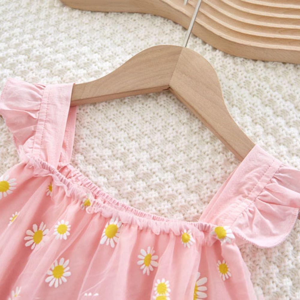 Mesh Flower Baby Princess Dress with Hat Loose Toddle Jumpsuits Baby Climbing Suit  Birthday Gift