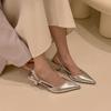 Falling into the galaxy, silver pointed high-heeled sandals women's 2024 thin-heeled half-bag head and empty single shoes