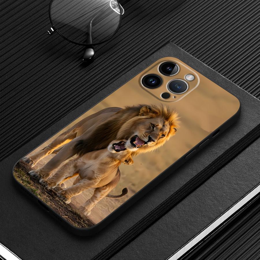 Leeuw Zwart Zachte Telefoonhoesje voor iPhone 7 8 13 12 11 17 Pro Max XS Max XR 15 16 14 Plus 17Air iPhone 12