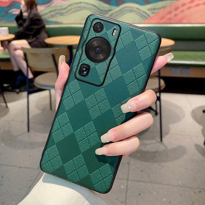 

Чехол для мобильного телефона Xiaomi Mi 14 Всесторонний 14Pro Премиум Зеленый Ромбовидный Однотонный Кожаный Xiaomi Mi 15pro Ультратонкий Противоударный Кожаный Huawei P60/P60Pro/p60Pro + Universal