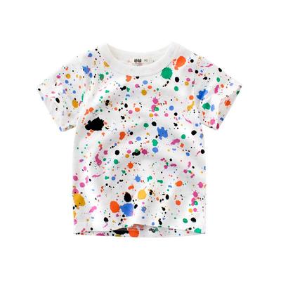 Baumwoll-Kurzarm-Jungen-T-Shirt im koreanischen Stil, bedrucktes Oberteil für Kinder