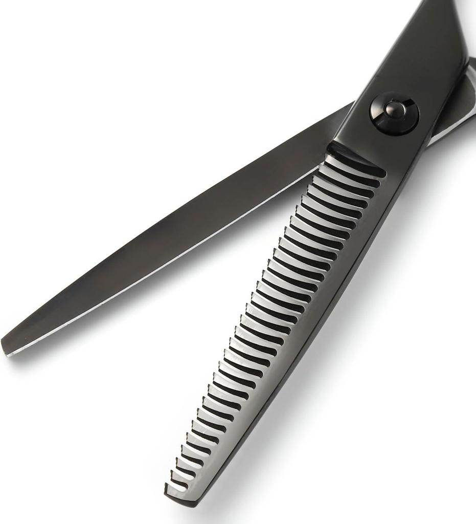 DEEDS GTZ Black Titanium Scissors and 630CT Thinning Scissors Approximately Thinning with Dedicated Case Set Professional Scissors for Hairdressers