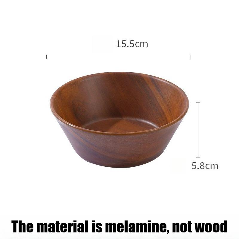 Durable Melamine Wood Grain Ramen Bowl Japanese Style Simulation Deepened Rice Bowl Large Capacity Salad Dish Kitchen Tableware