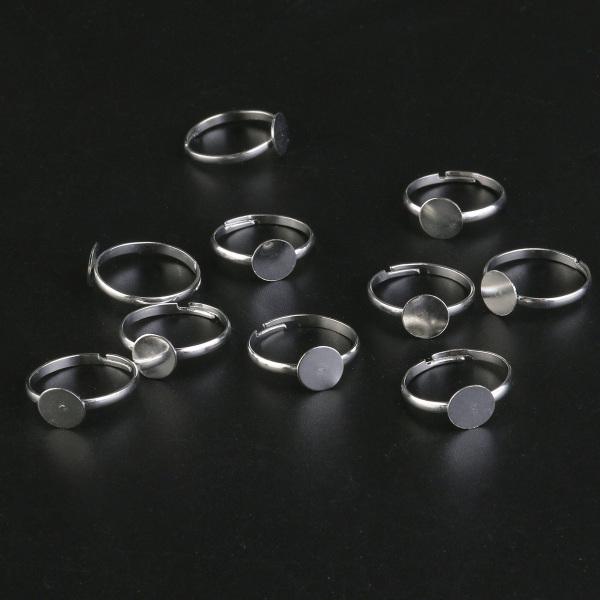 10pcs 8mm Silver Plated Adjustable Blank Ring Bases uygun fiyatlı satın