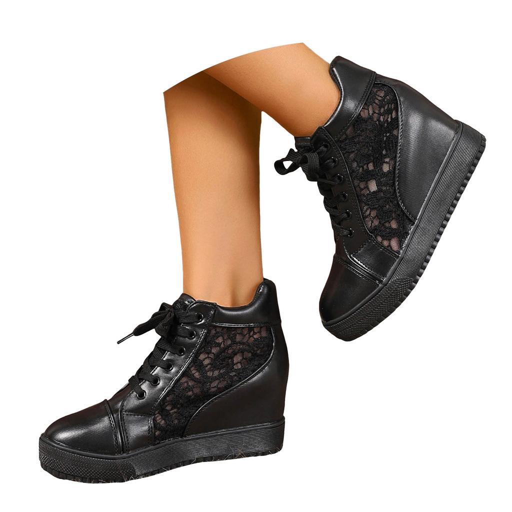 Women's Wedge Heel Lace Breathable Lace Up Shoes Fashionable Flat Soled Outdoor Casual Shoes Home Sandals for Women