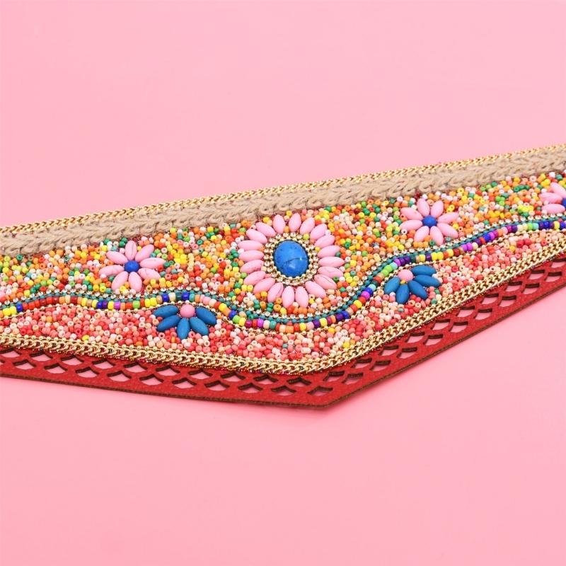 Bohemian Multicolored Beaded Belt Handwoven Adjustable Waistband For Women Ethnic Style Festival Accessory