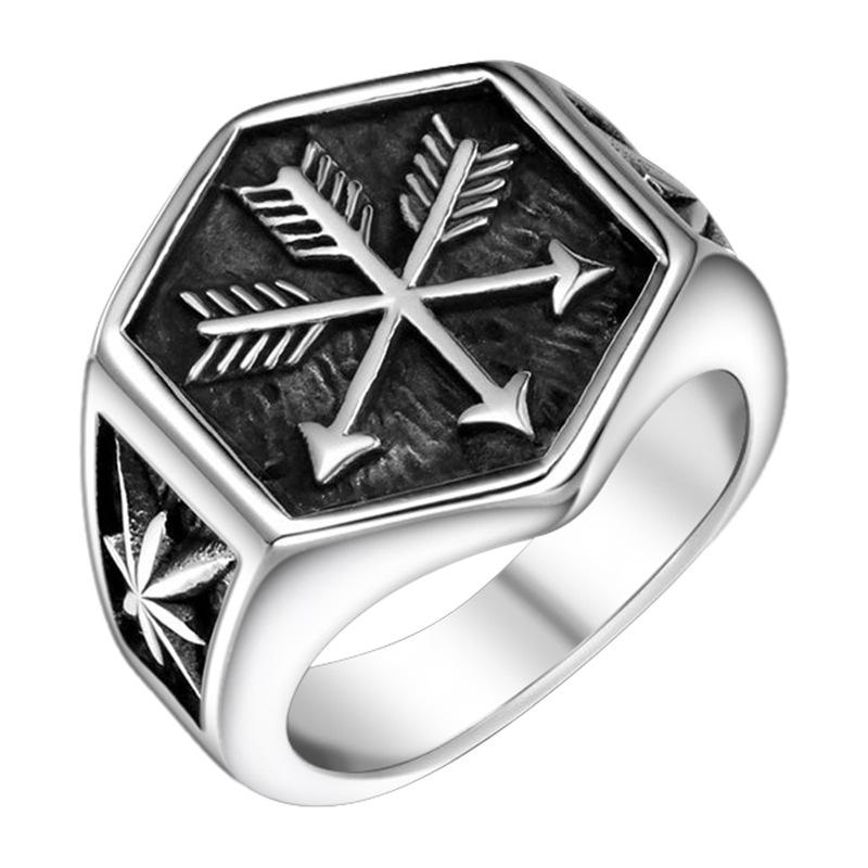 Мужское кольцо из тайского серебра  Стрела : Ретро Панк Широкое Открытое Кольцо на Большой Палец Adjustable Open Ring