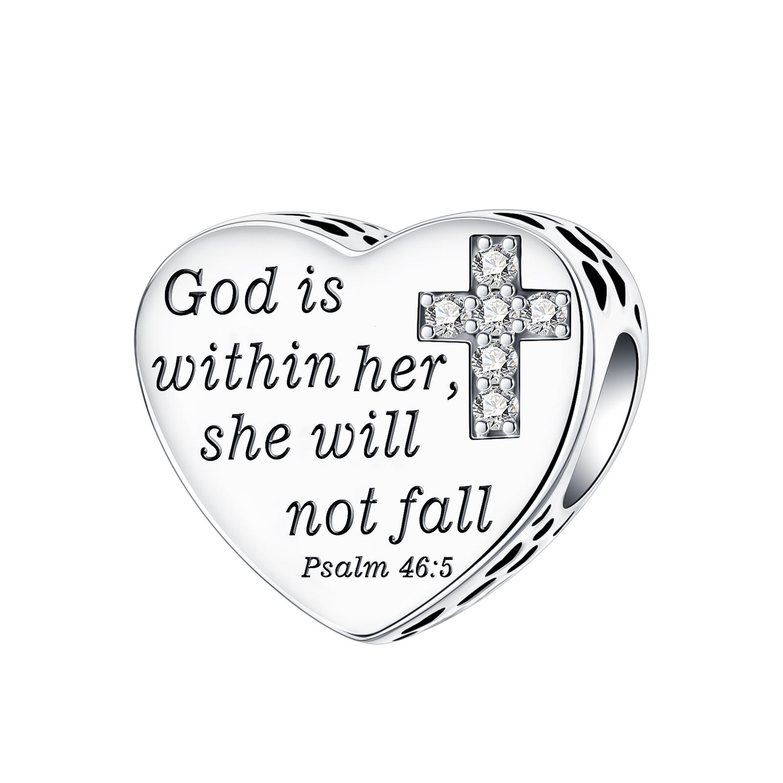 

copper God in her heart cross pendant charm fit original bracelet charm beads necklace Diy female jewelry High Quality