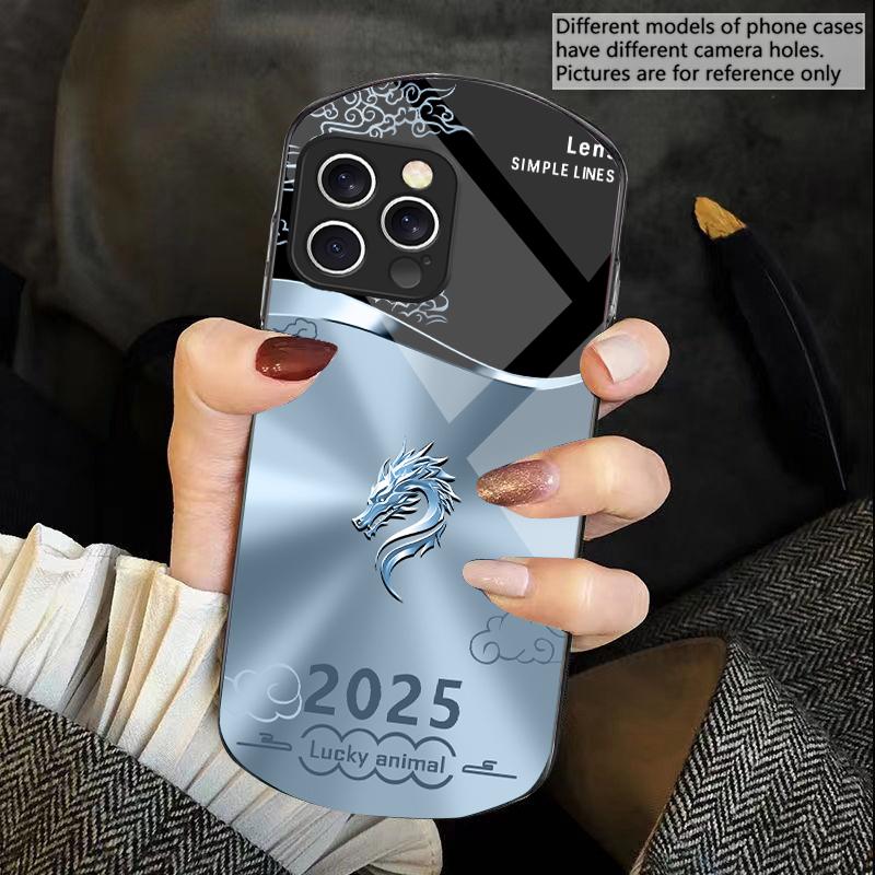 Clouds And Dragons For IPhone 16e 16 Pro Max 11 12 Mini 13 14 P Lus 15 Plus 7 8 Se 2020 Elliptical Tempered Glass Phone Case