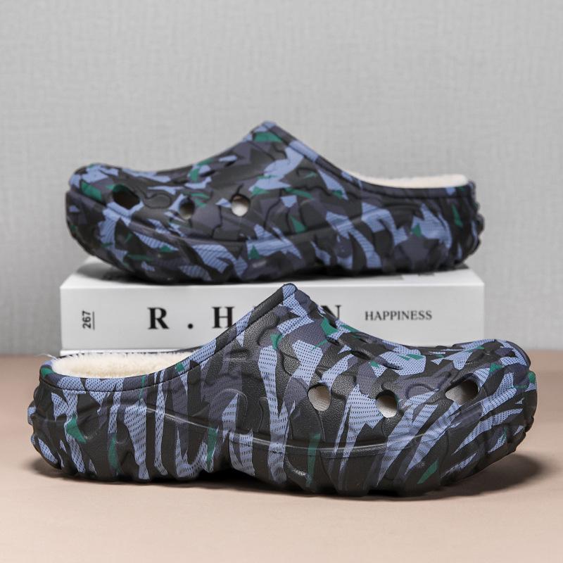 2025 Winter Cotton Closed-Toe Velvet Warm Garden Slippers: Unisex Indoor Half Slippers