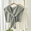 Koreaanse effen kleur nekbeschermer sjaal dames gebreide warme sjaal winter wol blouse schouders nep kraag cape geknoopte sjaal Q36