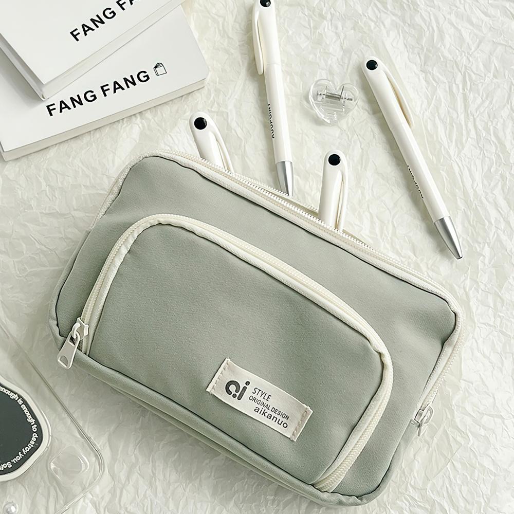 Pouzdro na tužku světlé barvy Aikanuo Taška na tužky Přední kapsa Duální látková kapsička