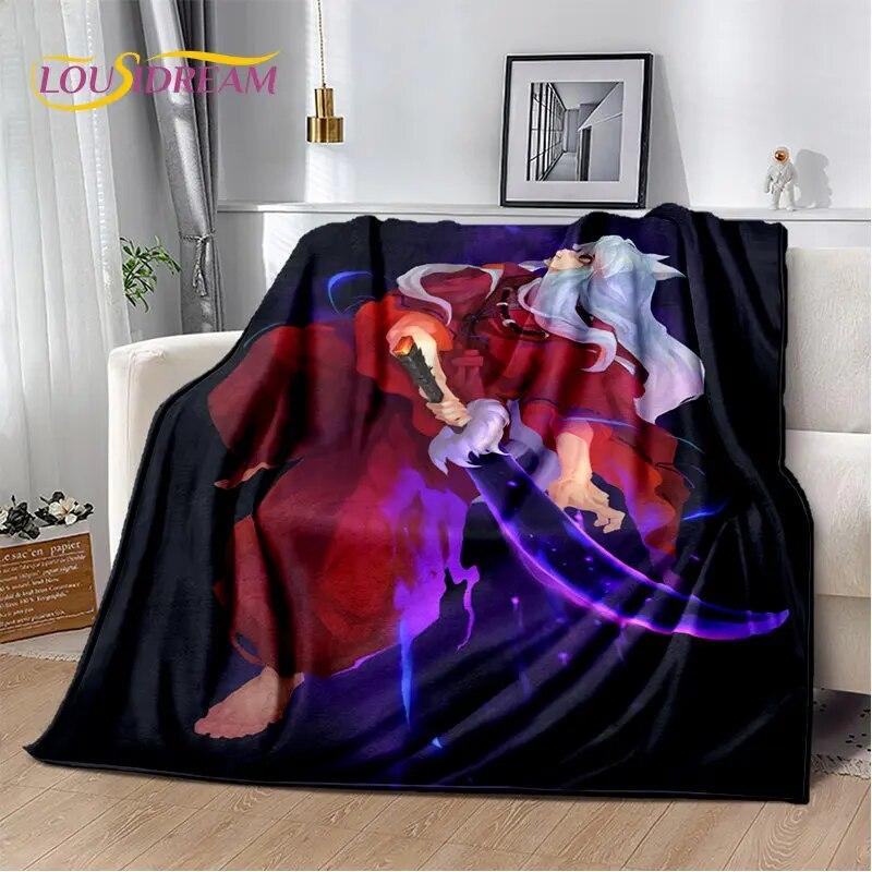 Pătură moale de pluș cu desene animate Inuyasha, pătură de flanel, pătură pentru sufragerie, dormitor, pat, canapea, husă de picnic Bettdecke