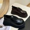 Fashion platform women's autumn new versatile height increase casual versatile lace-up small leather shoes