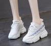 Fashion High Quality 8CM Knitting Air Mesh Women Spring Summer Shoes Chunky Sneakers Platform Wedge Breathable Fashion Sneakers Slip On