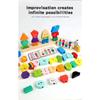 Wooden Children's Character Expression Bead Columns Colorful Sorting Toys Shape Stringing Matching Educational Building Blocks